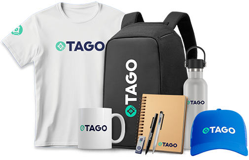 Conjunto de productos corporativos personalizados de Tago